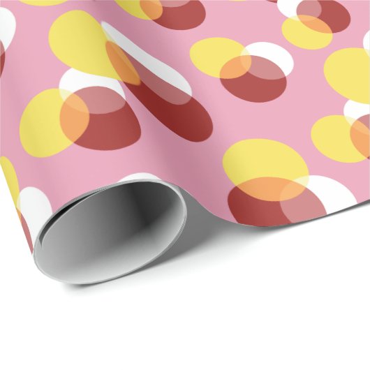 Roze Latijnse Geometrische Polka Dots Patroon Cadeaupapier (Rol Hoek)