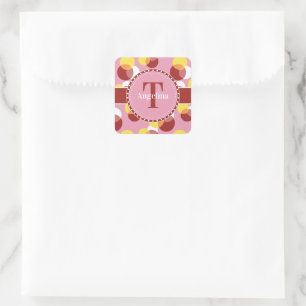 Roze Latijnse Geometrische Polka Dots Patroon Vierkante Sticker