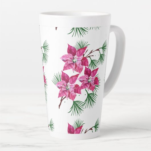 Roze latte mok van Poinsettia (Rechterhoek)