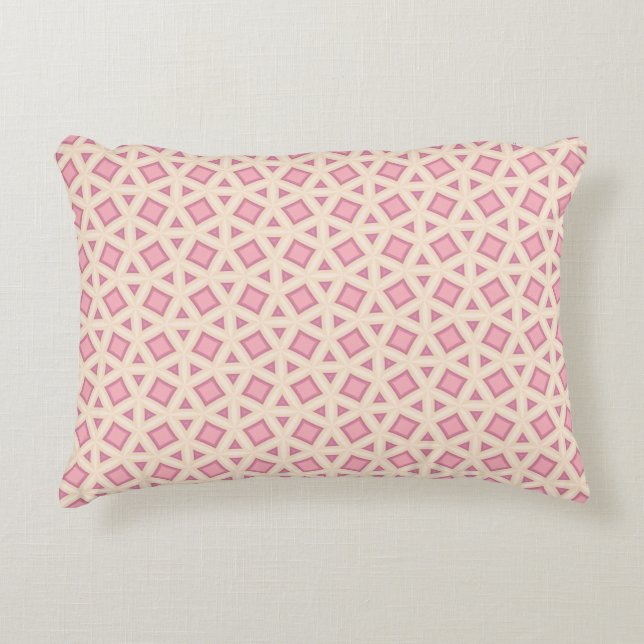Roze Lattice Geometrisch Patroon Accent Kussen (Voorkant)
