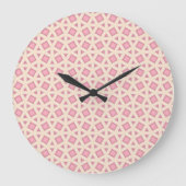 Roze Lattice Geometrisch Patroon Grote Klok (Voorkant)