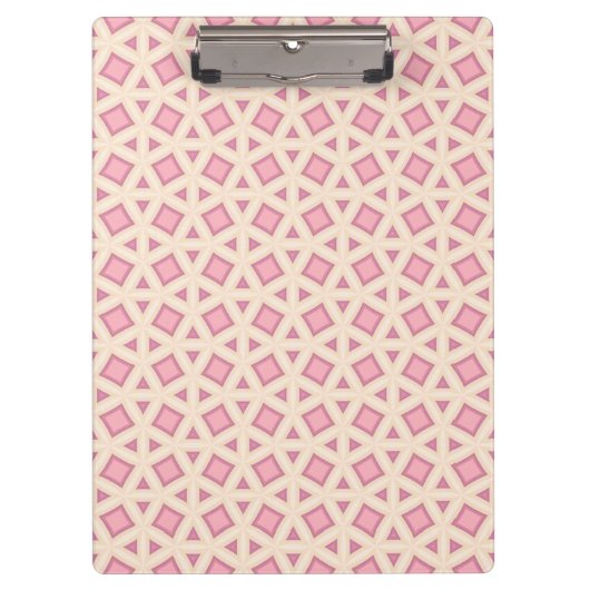 Roze Lattice Geometrisch Patroon Klembord (Voorkant)