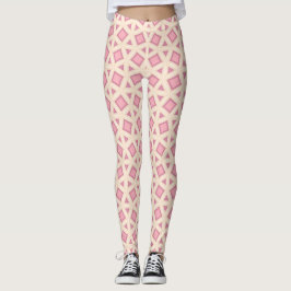 Roze Lattice Geometrisch Patroon Leggings