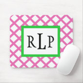 Roze Lattice Mousepad Monogrammed Muismat (Met muis)