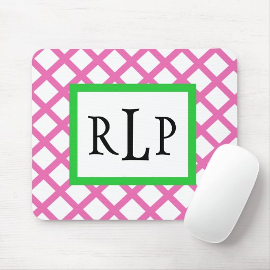 Roze Lattice Mousepad Monogrammed Muismat (Met muis)