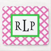 Roze Lattice Mousepad Monogrammed Muismat (Voorkant)