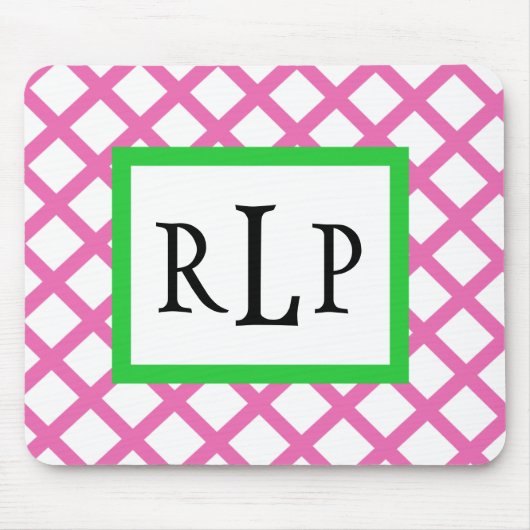Roze Lattice Mousepad Monogrammed Muismat (Voorkant)