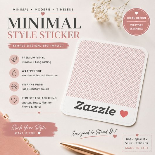 Roze Lattice Preppy Vinyl Sticker