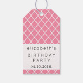 Roze Latticework, Marokkaanse Trellis, Birthday Cadeaulabel (Voorkant)