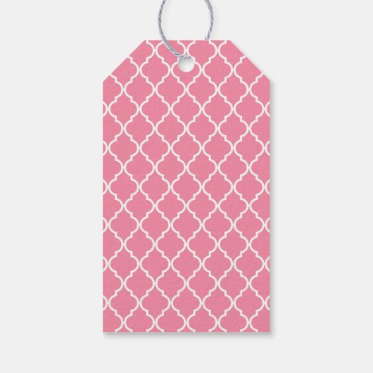 Roze Latticework, Marokkaanse Trellis, Birthday Cadeaulabel (Achterkant)