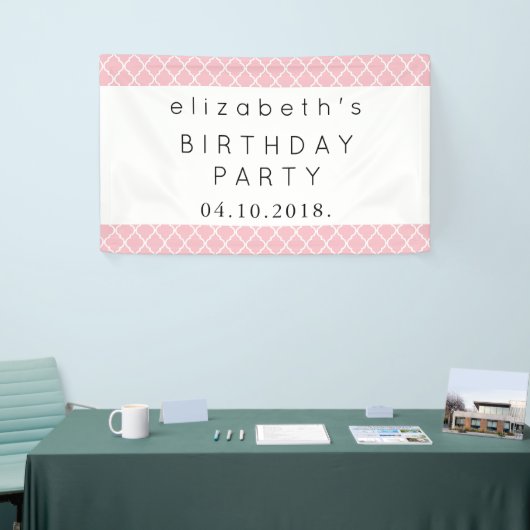 Roze Latticework, Marokkaanse Trellis, Birthday Spandoek (Beurs)