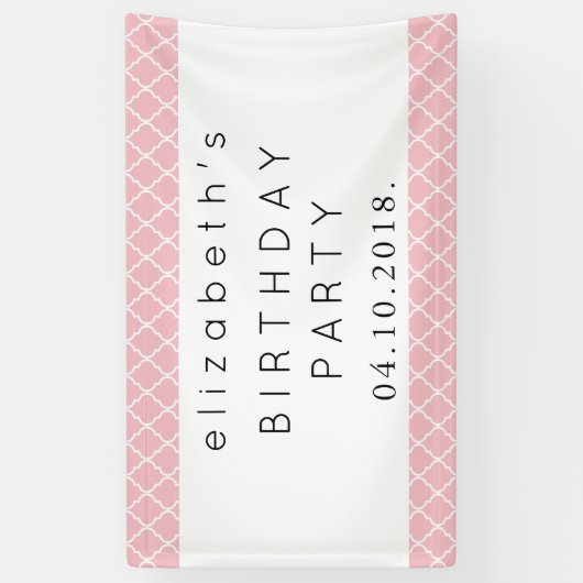 Roze Latticework, Marokkaanse Trellis, Birthday Spandoek (Verticaal)