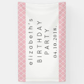 Roze Latticework, Marokkaanse Trellis, Birthday Spandoek (Verticaal)