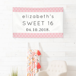 Roze Latticework, Marokkaanse Trellis, zoet 16 Spandoek