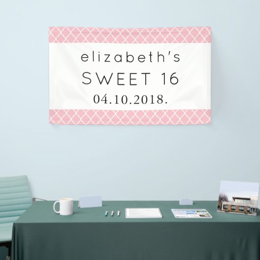 Roze Latticework, Marokkaanse Trellis, zoet 16 Spandoek (Beurs)