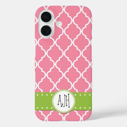 Roze Latticework, Quatrefoil, Trellis, Monogram Case-Mate iPhone Case (Achterkant)