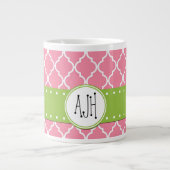 Roze Latticework, Quatrefoil, Trellis, Monogram Grote Koffiekop (Voorkant)