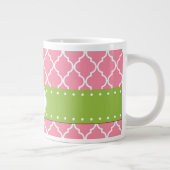 Roze Latticework, Quatrefoil, Trellis, Monogram Grote Koffiekop (Rechts)