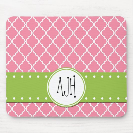 Roze Latticework, Quatrefoil, Trellis, Monogram Muismat (Voorkant)