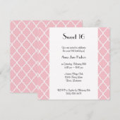 Roze Latticework, Quatrefoil, Trellis, Sweet 16 Kaart (Voorkant / Achterkant)