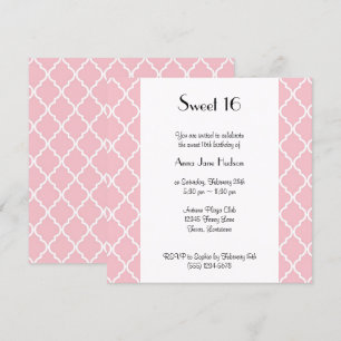 Roze Latticework, Quatrefoil, Trellis, Sweet 16 Kaart