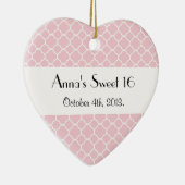 Roze Latticework, Quatrefoil, Trellis, Sweet 16 Keramisch Ornament (Rechts)