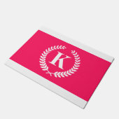 Roze Laurel Wreath Monogram Deurmat (Schuin)