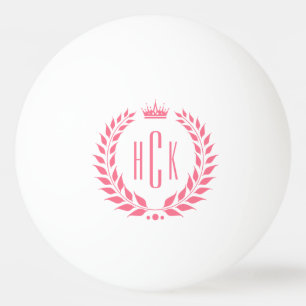 Roze Lauwerkrans Aangepaste Monogram Pingpongbal