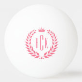 Roze Lauwerkrans Aangepaste Monogram Pingpongbal (Achterkant)