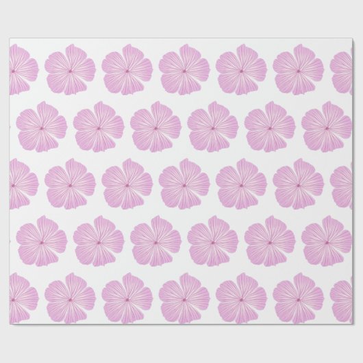 Roze Lavatera Bloemen op Wit Cadeaupapier (Vlak)