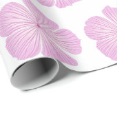 Roze Lavatera Bloemen op Wit Cadeaupapier (Rol Hoek)