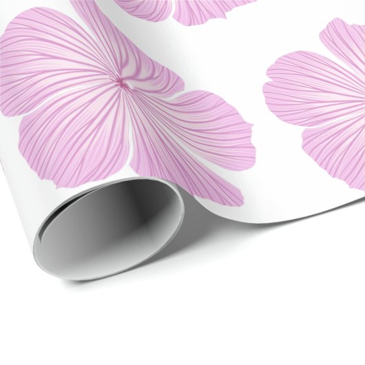 Roze Lavatera Bloemen op Wit Cadeaupapier (Rol Hoek)