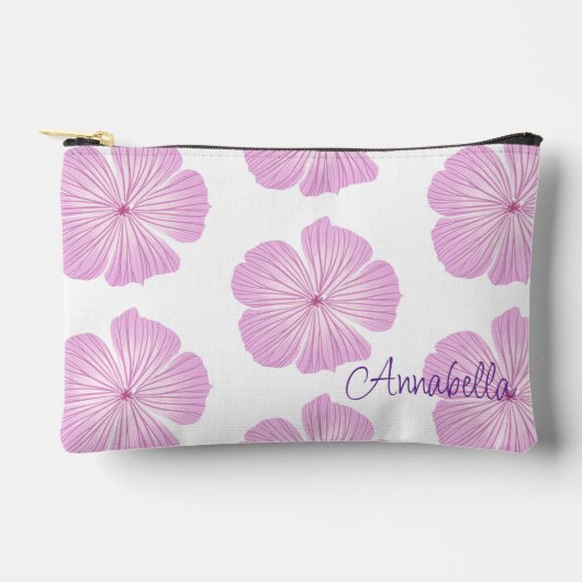 Roze Lavatera Bloemen op Wit Etui (Voorkant)