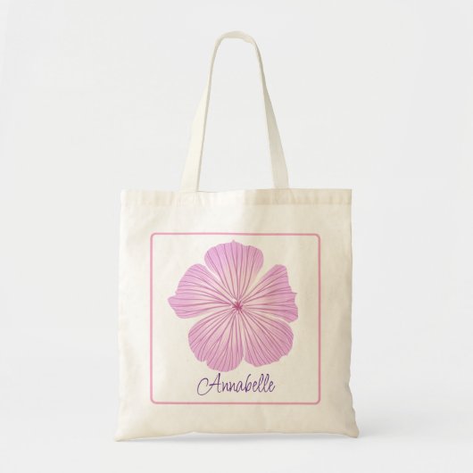 Roze lavaterabloem tote bag (Voorkant)