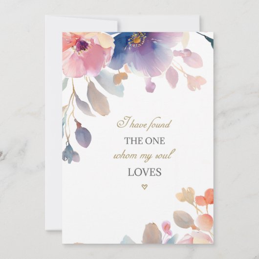 Roze Lavendel Bloem Christelijk Bijbelvers Bruilof Kaart (Achterkant)