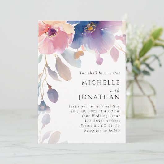 Roze Lavendel Bloemen Christelijk Bijbelvers Bruil Kaart (Staand voorkant)