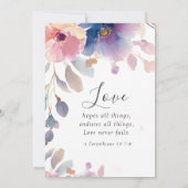Roze Lavendel Bloemen Christelijk Bijbelvers Bruil Kaart (Achterkant)