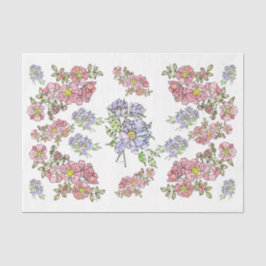 Roze & Lavendel Bloemen + Decoupage Weefsel Papier