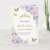 Roze Lavendel Bloemen Quinceañera Orde der Gebeurt Programma (Voorkant)