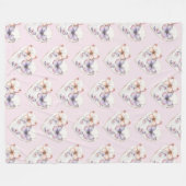 Roze Lavendel Bloemhart Vlinders Verjaardag Fleece Deken (Voorkant (Horizontaal))