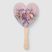 Roze Lavendel Bloemhart Zomer Bruiloftshandventila Handwaaier (Achterkant)