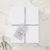 Roze lavendel bloemig hart vlinders verjaardag cadeaulabel (Met Touw)