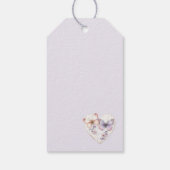 Roze lavendel bloemig hart vlinders verjaardag cadeaulabel (Achterkant)