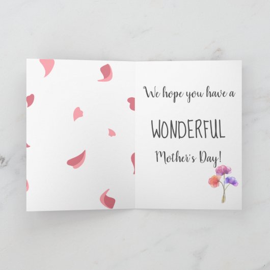 Roze & Lavendel Bloemige Moederdagkaart Kaart (Binnen)
