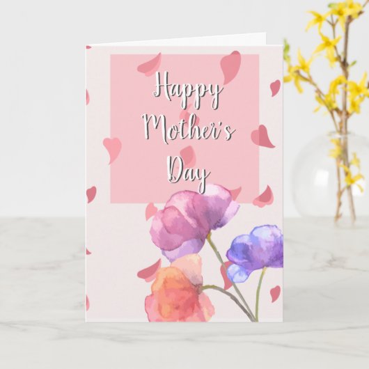 Roze & Lavendel Bloemige Moederdagkaart Kaart (Gele Bloem)