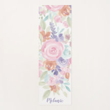 Roze lavendel bloemige waterverf naam monogram