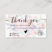 Roze lavendel bloemige waterverf orde dank u visitekaartje (Voorkant)