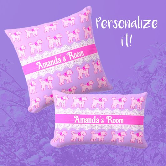 Roze Lavendel Doodle Hond Schattige Fun Accent Kussen