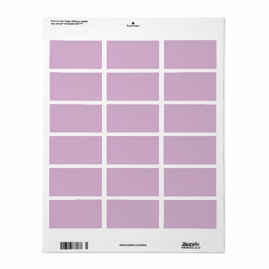 Roze Lavendel Effen Kleur Etiket (Full Sheet)