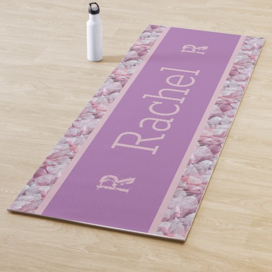 Roze Lavendel Elegant Eenvoudig Minimaal Monogram Yogamat (In situ)